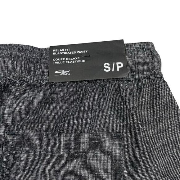 NWT SILVER JEANS Linen Blend Relaxed Fit Shorts Sz Small Black White - Picture 5 of 5